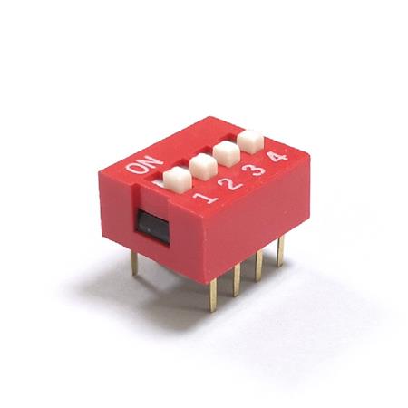 Interruptor Dip Switch 4 Posiciones 2.5mm 10A Rojo