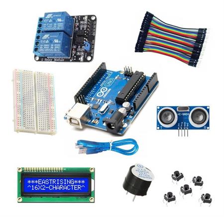 Kit Basico Arduino Uno R3 + 16x2 Relay Cables Proto Buzzer